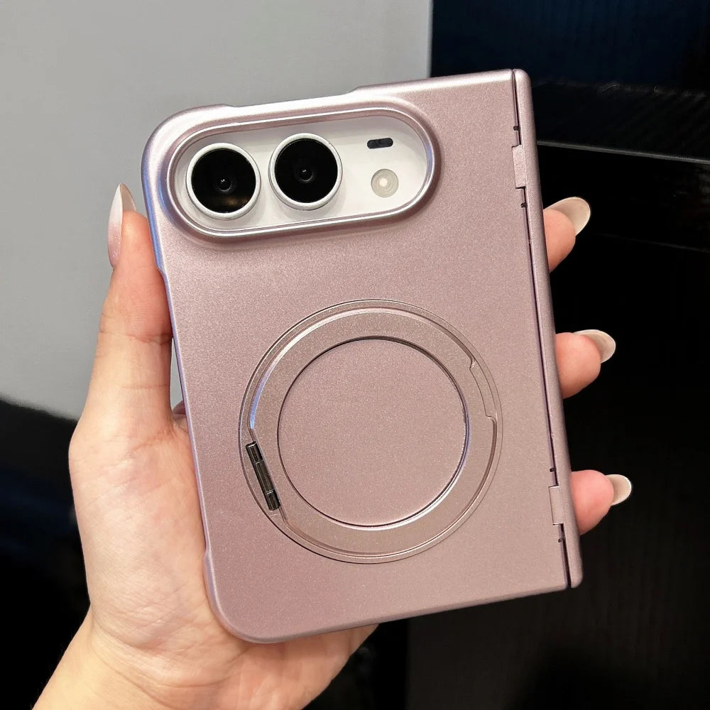Rotating Stand Holder Magnetic For Magsafe Case For iPhone Duo Matte Hinge Protection Wireless Charging Cover For iPhone Duo