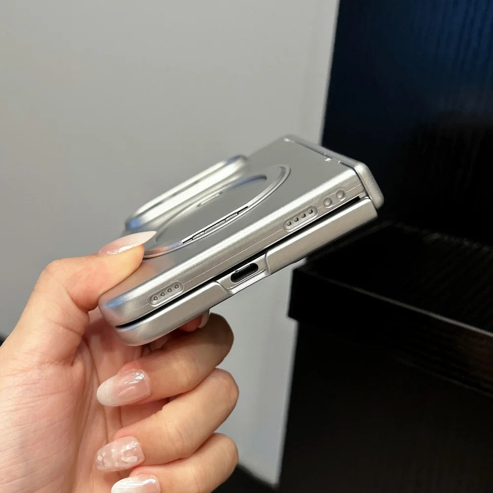 Rotating Stand Holder Magnetic For Magsafe Case For iPhone Duo Matte Hinge Protection Wireless Charging Cover For iPhone Duo