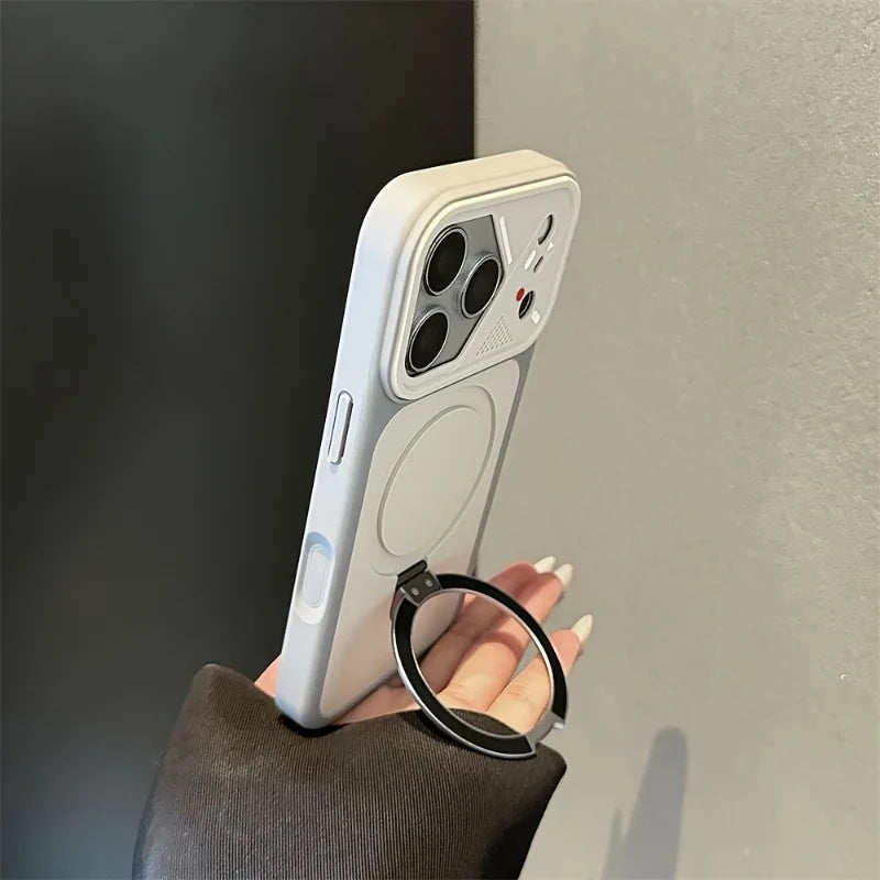 Armor Metal Ring Bracket For Magsafe Magnetic Phone Case For iPhone 17 Air 16 15 14 Plus 13 12 11 17 Pro Max Matte Bumper Cover