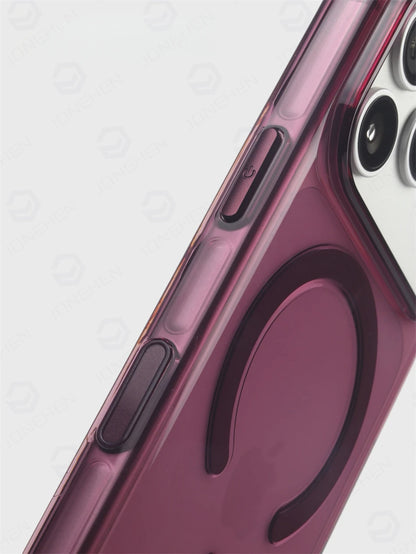 Magnetic Camera Button No Yellowing Crystal Transparent Case For iPhone 16 17 18 Pro Max Wireless Charge Clear Cover For Magsafe