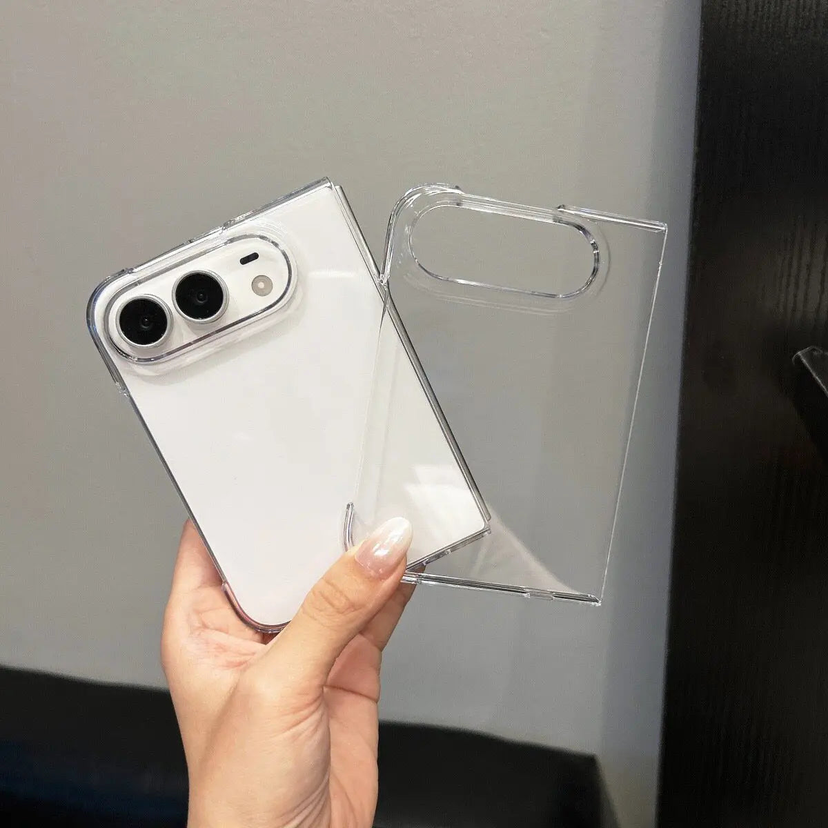 For iPhone Duo Case Luxury Simple Clear Slim PC Phone Case for iPhone Duo 2026 18Fold Ultra-Thin Transparent Crystal Cover