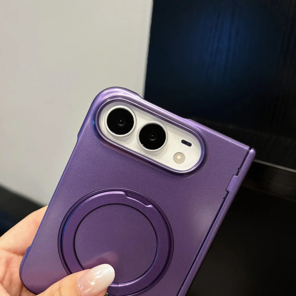 Rotating Stand Holder Magnetic For Magsafe Case For iPhone Duo Matte Hinge Protection Wireless Charging Cover For iPhone Duo