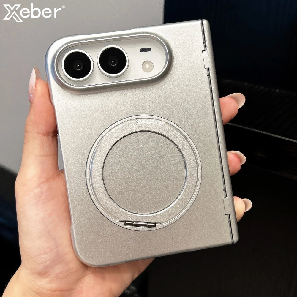 Rotating Stand Holder Magnetic For Magsafe Case For iPhone Duo Matte Hinge Protection Wireless Charging Cover For iPhone Duo