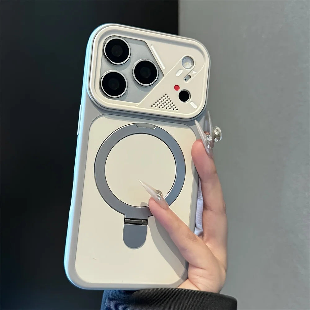 Armor Metal Ring Bracket For Magsafe Magnetic Phone Case For iPhone 17 Air 16 15 14 Plus 13 12 11 17 Pro Max Matte Bumper Cover