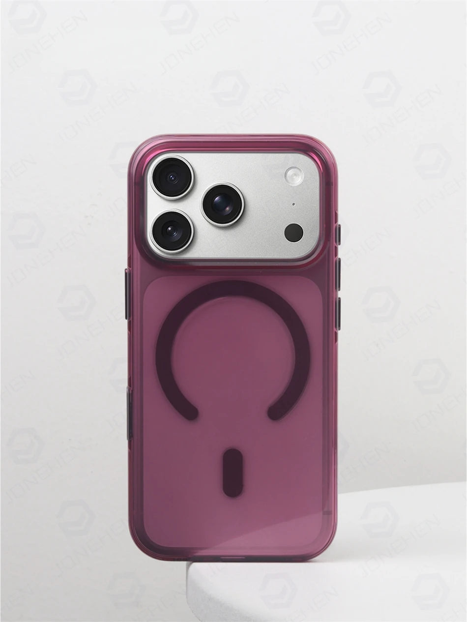 Magnetic Camera Button No Yellowing Crystal Transparent Case For iPhone 16 17 18 Pro Max Wireless Charge Clear Cover For Magsafe