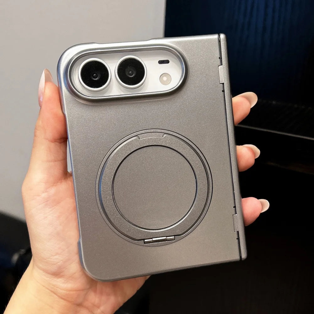 Rotating Stand Holder Magnetic For Magsafe Case For iPhone Duo Matte Hinge Protection Wireless Charging Cover For iPhone Duo