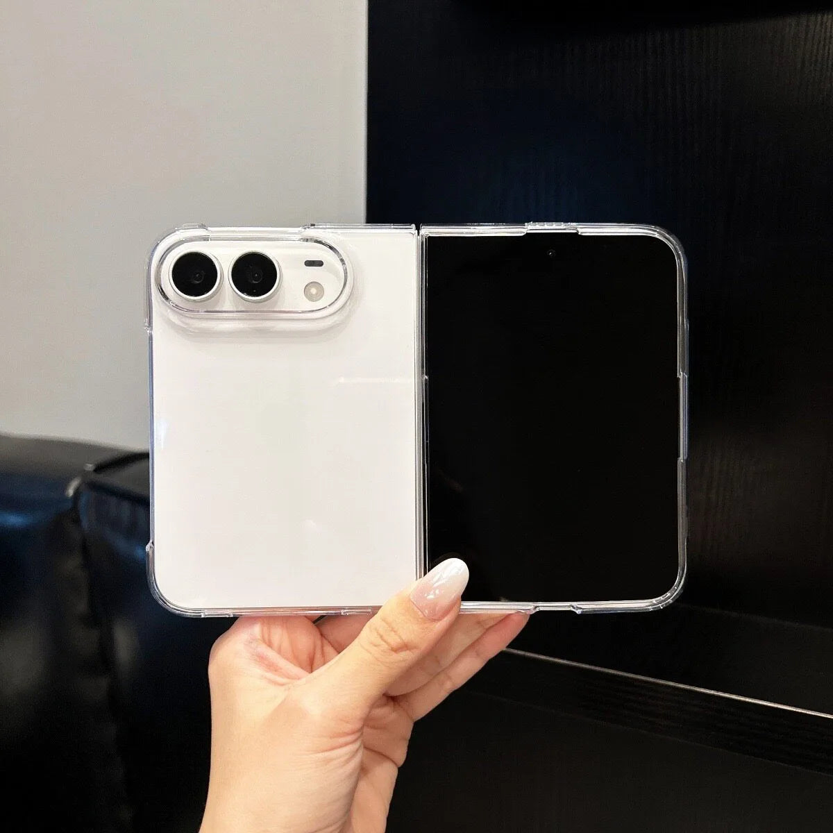 For iPhone Duo Case Luxury Simple Clear Slim PC Phone Case for iPhone Duo 2026 18Fold Ultra-Thin Transparent Crystal Cover
