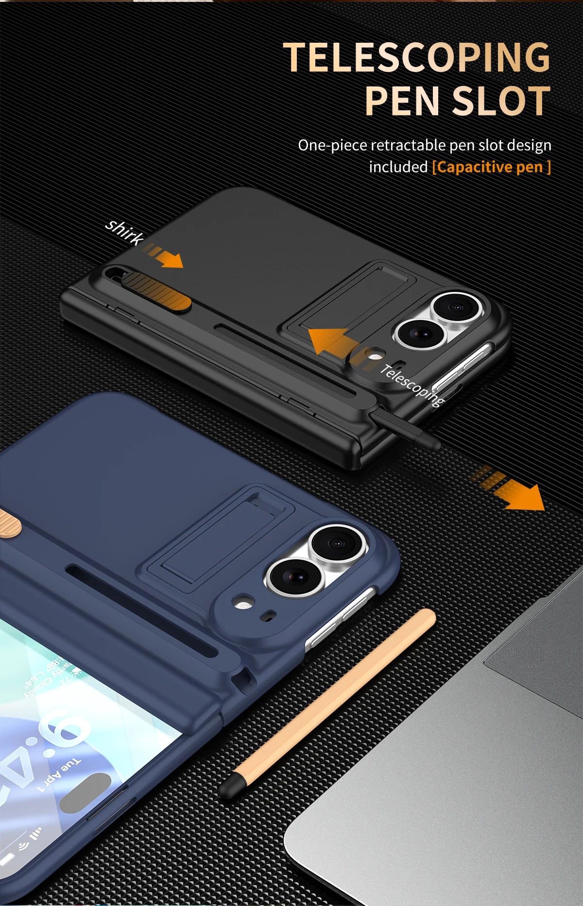 Bracket Phone Case with S Pen Hinge Protection Shockproof Full Cover Glass Screen Protector for iPhone  Duo Ultra